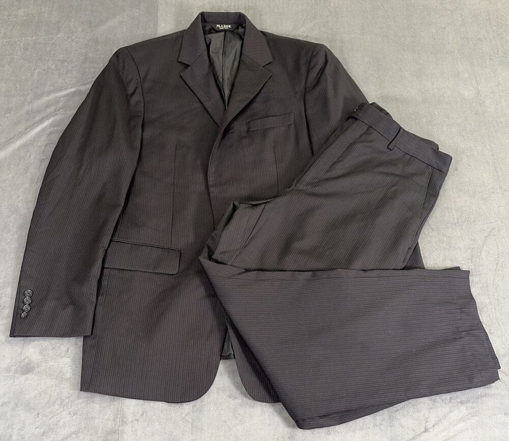 40L Joseph A Bank Black PinStripe Two Button Men's Suit Pants Flat-Front